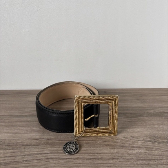 Streets Ahead Belt Black Leather Buckle Gold Sz Small❤️ - Picture 2 of 6